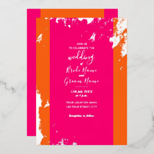 Magenta Pink Orange Gold Korn Elegant Folieneinladung