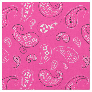 Magenta Pink Paisley Western Bandana Print Stoff