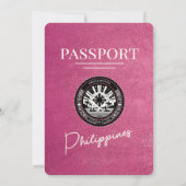 Magenta Pink Philippines Passport Wedding Einladung (Rückseite)