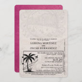 Magenta Pink Puerta Vallarta Passport Wedding Einladung (Vorne/Hinten)