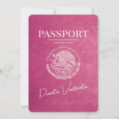 Magenta Pink Puerta Vallarta Passport Wedding Einladung (Rückseite)