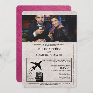 Magenta Pink Reno Passport Hochzeit Einladung