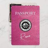 Magenta Pink Reno Passport Save the Date (Vorne/Hinten)