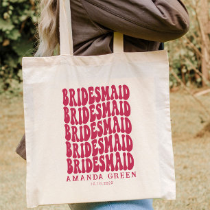 Magenta Pink Retro Boho Personalisiert Bachelorett Tragetasche