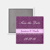 Magenta & Pink Rett Date Damask Wedding Magnet (Vorderseite/Rückseite)