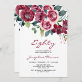 Magenta Pink Rose Floral Botanical Birthday Einladung (Vorne/Hinten)