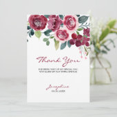 Magenta Pink Rose Floral Botanical Dankeskarte (Stehend Vorderseite)