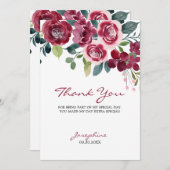 Magenta Pink Rose Floral Botanical Dankeskarte (Vorne/Hinten)