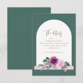 Magenta Pink Rose Floral Botanical Green Wedding Begleitkarte (Vorne/Hinten)