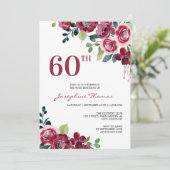 Magenta Pink Rose Floral Greenery Birthday Einladung (Stehend Vorderseite)