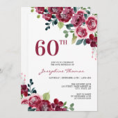Magenta Pink Rose Floral Greenery Birthday Einladung (Vorne/Hinten)