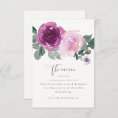 Magenta Pink Rose Flowers Ivory Wedding Details Begleitkarte (Vorne/Hinten)