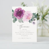 Magenta Pink Rose Flowers Ivory Wedding Details Begleitkarte (Stehend Vorderseite)