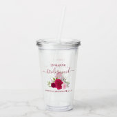Magenta Pink Roses Elegant Bridesmaid Wedding Acryltrinkbecher (Rückseite)