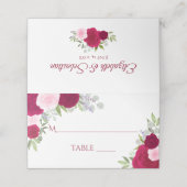 Magenta & Pink Roses Elegantes Hochzeitsschreiben Platzkarte (Außenseite Aufgefaltet)