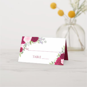 Magenta & Pink Roses Elegantes Hochzeitsschreiben Platzkarte