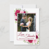 Magenta Pink Roses Liebe Dank Hochzeitstil Foto Hi Dankeskarte (Vorderseite)