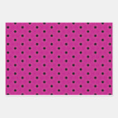 Magenta Pink Schwarzes Button Loch & Polka Dot Geschenkpapier Set (Vorderseite)