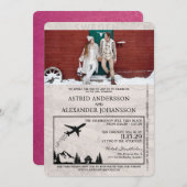 Magenta Pink Schweden Pass Einladung Hochzeit (Vorne/Hinten)
