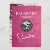 Magenta Pink Schweden Pass Save the Date (Vorne/Hinten)