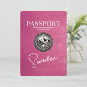 Magenta Pink Schweden Pass Save the Date (Stehend Vorderseite)