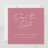 Magenta Pink Script Typografy Foto Wedding Save The Date (Vorderseite)