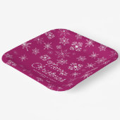 Magenta Pink Snowflakes Weihnachts-Party Pappteller (Gewinkelt)