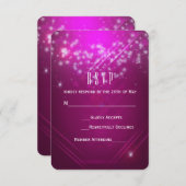 Magenta Pink Sparkle Club Party RSVP Karte (Vorne/Hinten)