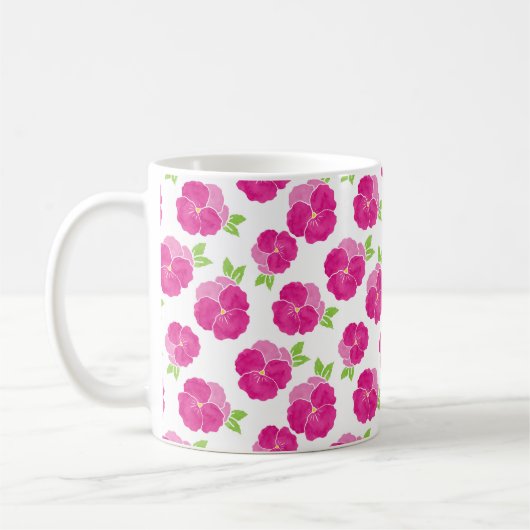 Magenta Pink Stiefmütterchen Kaffeetasse (Links)