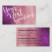 Magenta Pink Triple Glitzer Ombre Typografie Terminkarte (Vorne/Hinten)