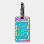 Magenta Pink Turquoise Modern Paisley Monogram Gepäckanhänger (Rückseite vertikal)