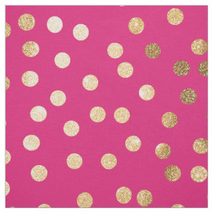 Magenta Pink und Gold Glitzer City Dots Stoff