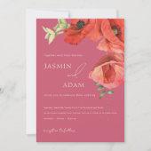 Magenta Pink und Rote Poppies Einladung Hochzeiten (Vorderseite)