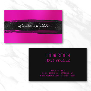 Magenta Pink Unschärfe Schwarze Pinselstriche Visitenkarte