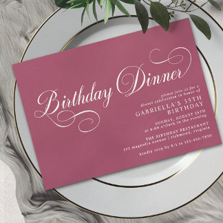 Magenta Pink | Vintages Script Chic Geburtstagsess Einladung