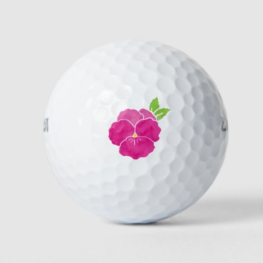 Magenta Pink Wasserfarbe Pansy Golfball (Vorderseite)
