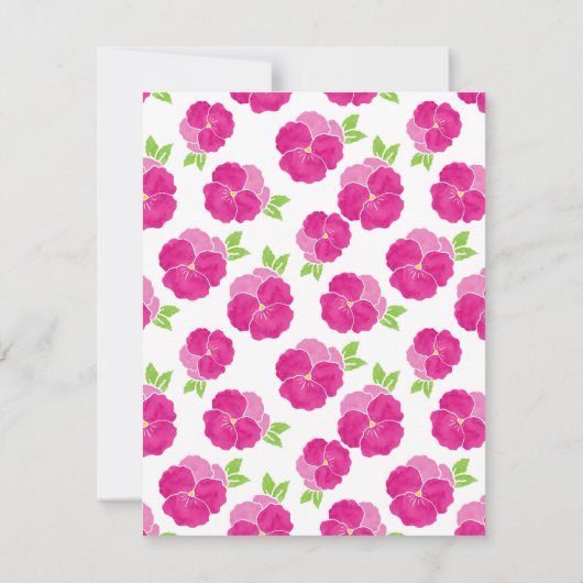 Magenta Pink Wasserfarben Pansy & Pattern Einladung (Rückseite)