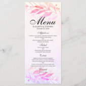 Magenta Pink Watercolor Blätter Blumenmenü Menükarte (Vorderseite)