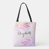 Magenta Pink Watercolor Blätter Wedding Bridesmaid Tasche (Rückseite)
