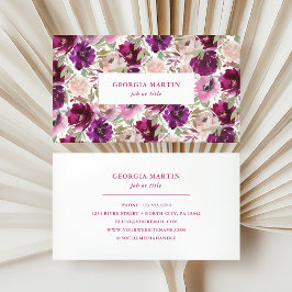 Magenta Pink Watercolor Floral Business Card Visitenkarte