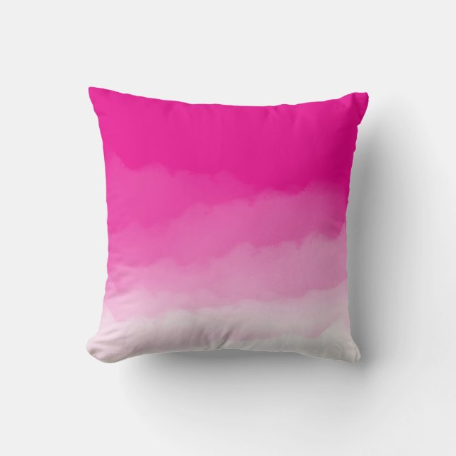 Magenta Pink Watercolor Ombre Throw Kissen (Vorderseite)