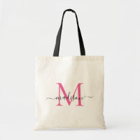 Magenta Pink Weißes Monogramm Eleganter Schriftnam