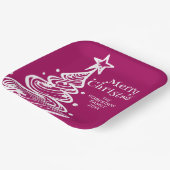 Magenta Pink White Christmas Tree Party Pappteller (Gewinkelt)