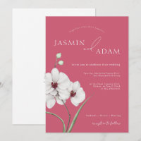 Magenta Pink White Orchids Initials Floral Wedding