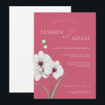 Magenta Pink White Orchids Initials Floral Wedding Einladung<br><div class="desc">Feiern Sie die Schönheit des Frühlings oder Sommers mit unserer modernen Magenta Pink und White Orchids Initials Floral Wedding Einladung. Dieses Botanische Meisterwerk ist in Aquarellfarben handgezeichnet und besticht durch exquisite weiße Orchideen auf einem beeindruckenden magentafarbenen rosa Hintergrund, der Reinheit und Eleganz symbolisiert. Personalisiert mit den Initialen des Ehepaares inmitten...</div>