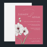 Magenta Pink White Orchids Initials Floral Wedding Einladung<br><div class="desc">Feiern Sie die Schönheit des Frühlings oder Sommers mit unserer modernen Magenta Pink und White Orchids Initials Floral Wedding Einladung. Dieses Botanische Meisterwerk ist in Aquarellfarben handgezeichnet und besticht durch exquisite weiße Orchideen auf einem beeindruckenden magentafarbenen rosa Hintergrund, der Reinheit und Eleganz symbolisiert. Personalisiert mit den Initialen des Ehepaares inmitten...</div>
