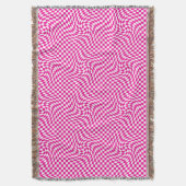 Magenta Pink & White Warped Chic Chic Chic Checks  Decke (Vorderseite Vertikal)