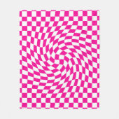 Magenta Pink & White Warped Chic Chic Chic Checks Fleecedecke (Vorderseite)