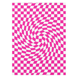 Magenta Pink & White Warped Chic Chic Chic Checks Tischdecke