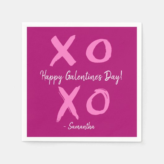 Magenta Pink XOXO - Niedlicher Galentinstag Serviette (Vorderseite)